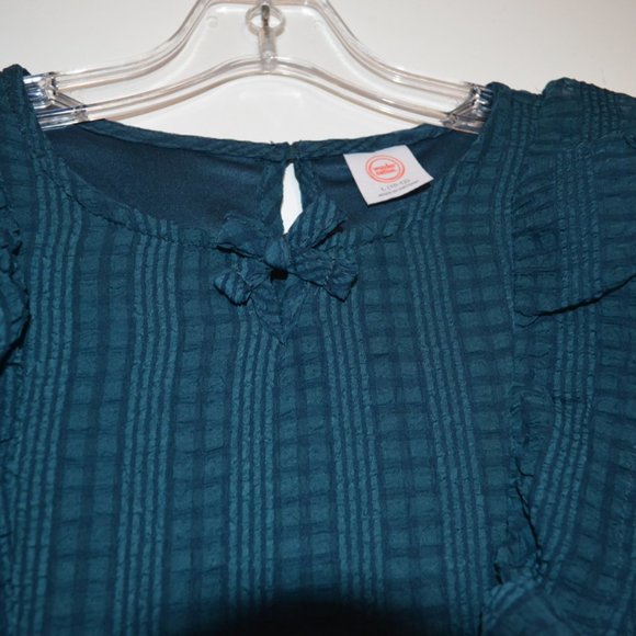 Wonder Nation Girls' Dress Dark Green Lining Ruffles Front Long Sleeves L(10-12) - Picture 3 of 8
